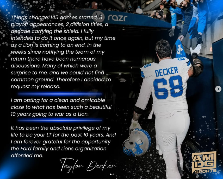 Taylor Decker release post