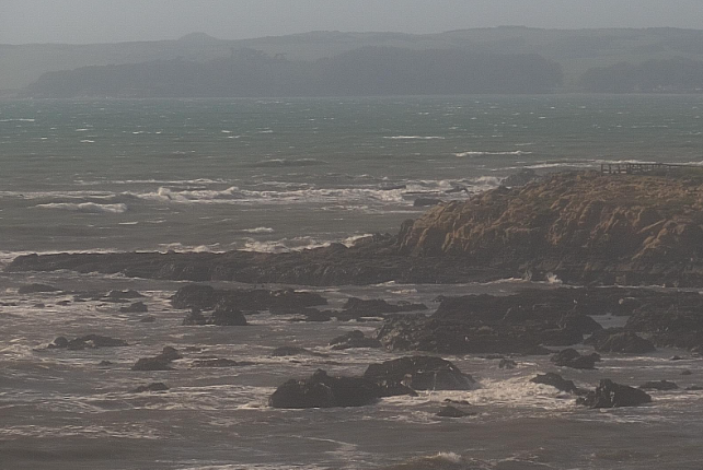 Windy but clear Cambria coastline