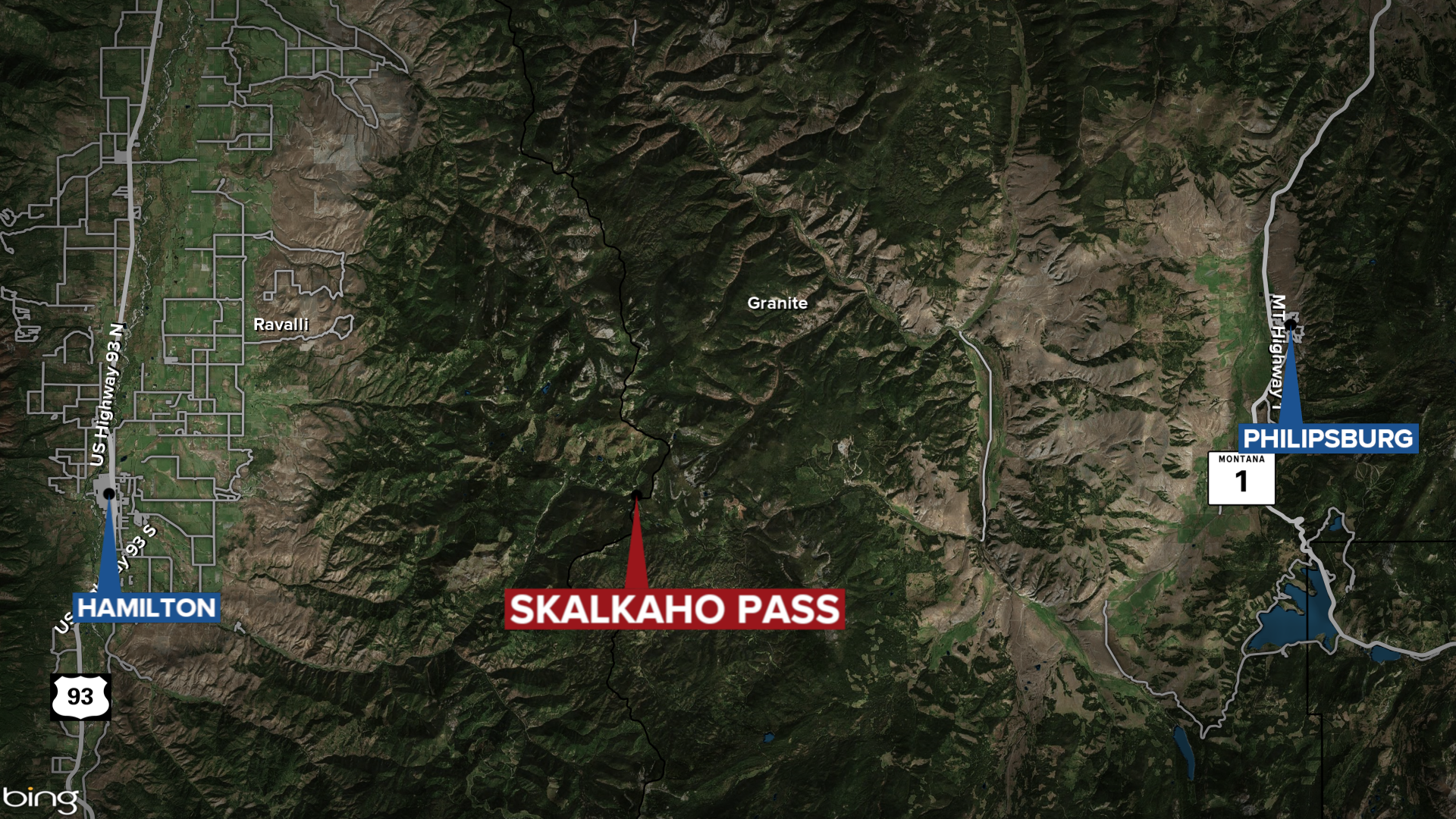 Skalkaho Pass Map