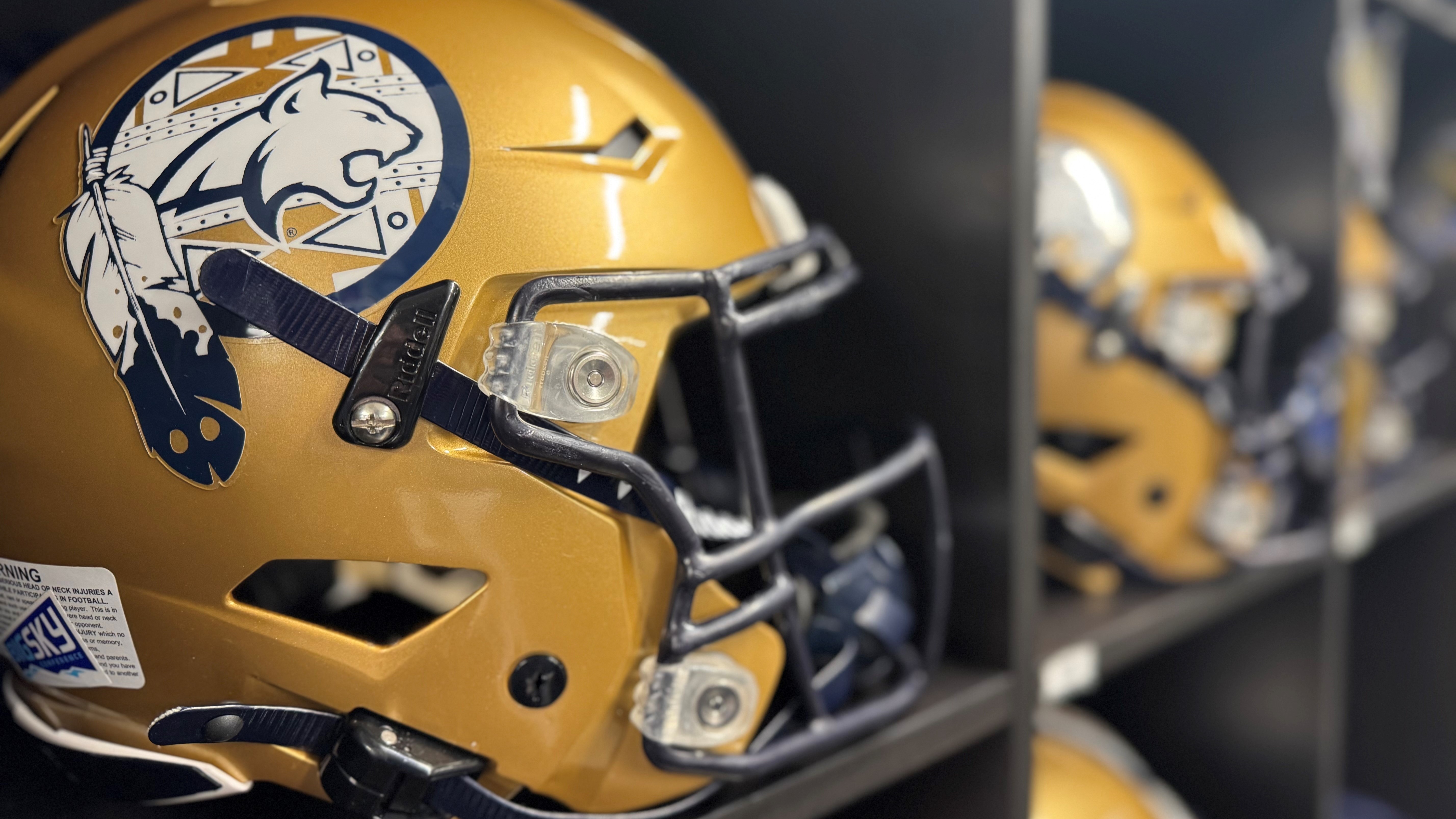Montana State's  Native American heritage helmet.