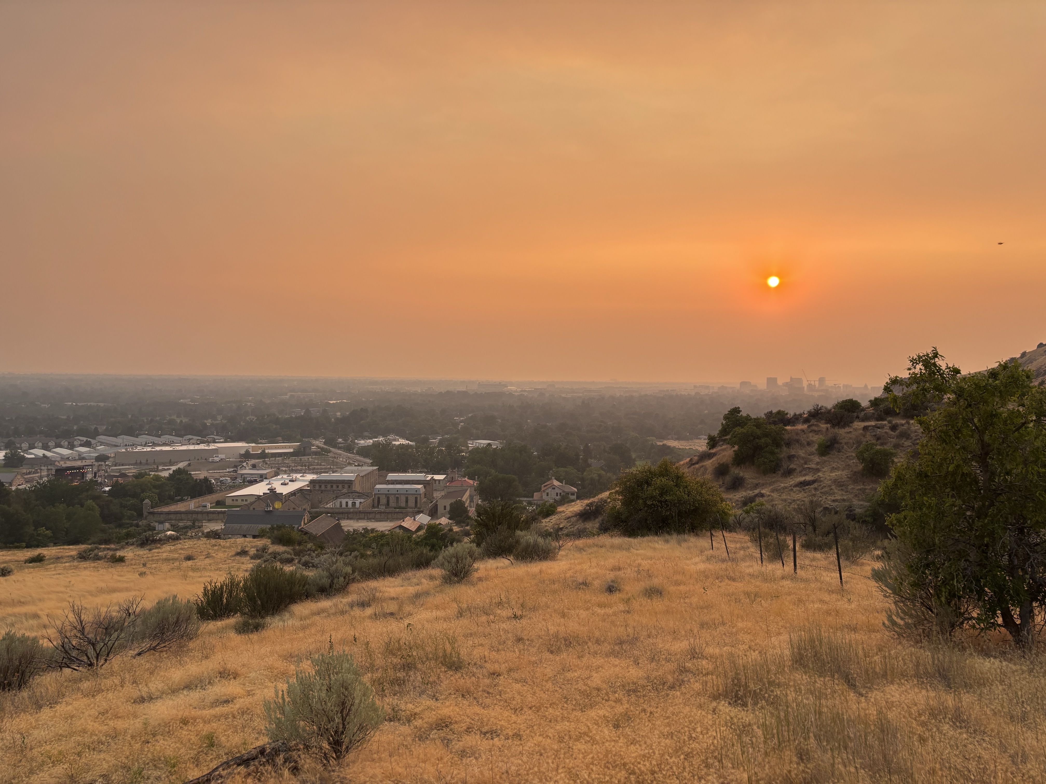 Smoky evening sky over Downtown Boise on July 28, 2026