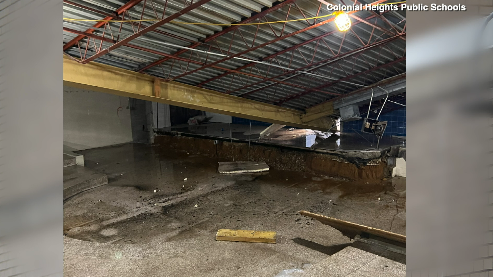 Partial roof collapse to slow construction at Colonial Heights High School