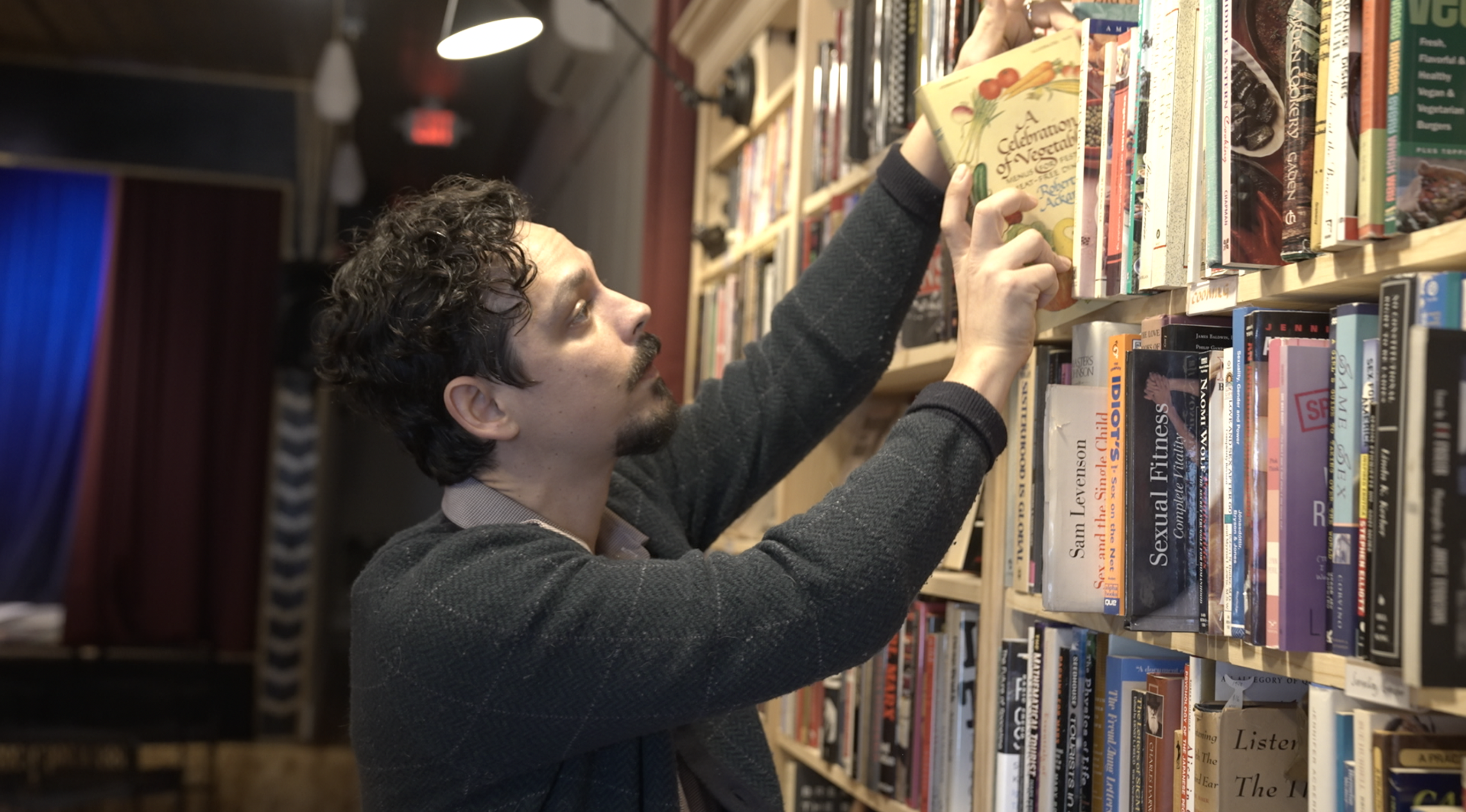 Dylan Rogers inside of The Robin Books