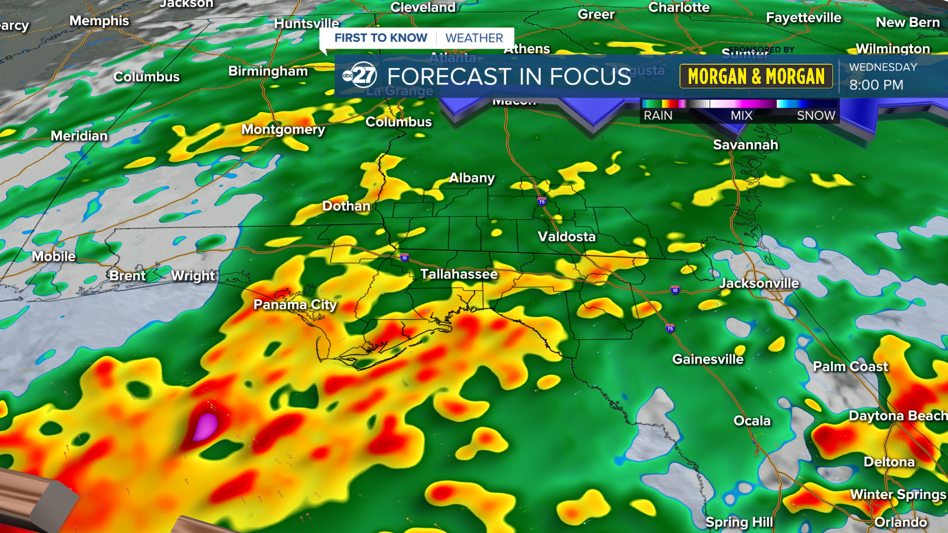 Around 1-2 inches of rain possible for parts of South Georgia and the Big Bend