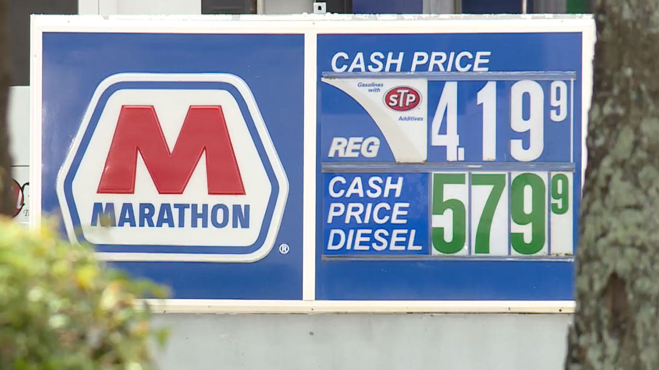 Cost of diesel at Marathon gas station in Riviera Beach, May 2, 2022
