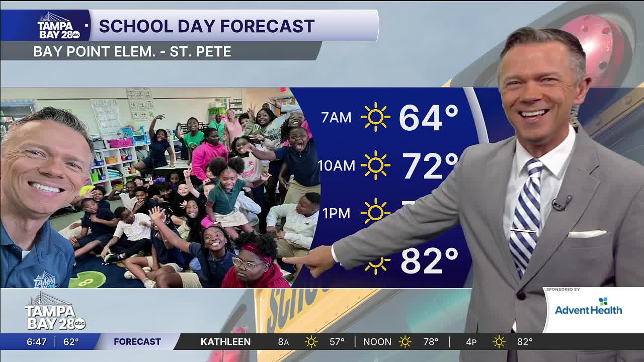 Meteorologist Greg Dee visits Bay Point Elementary School in St. Pete