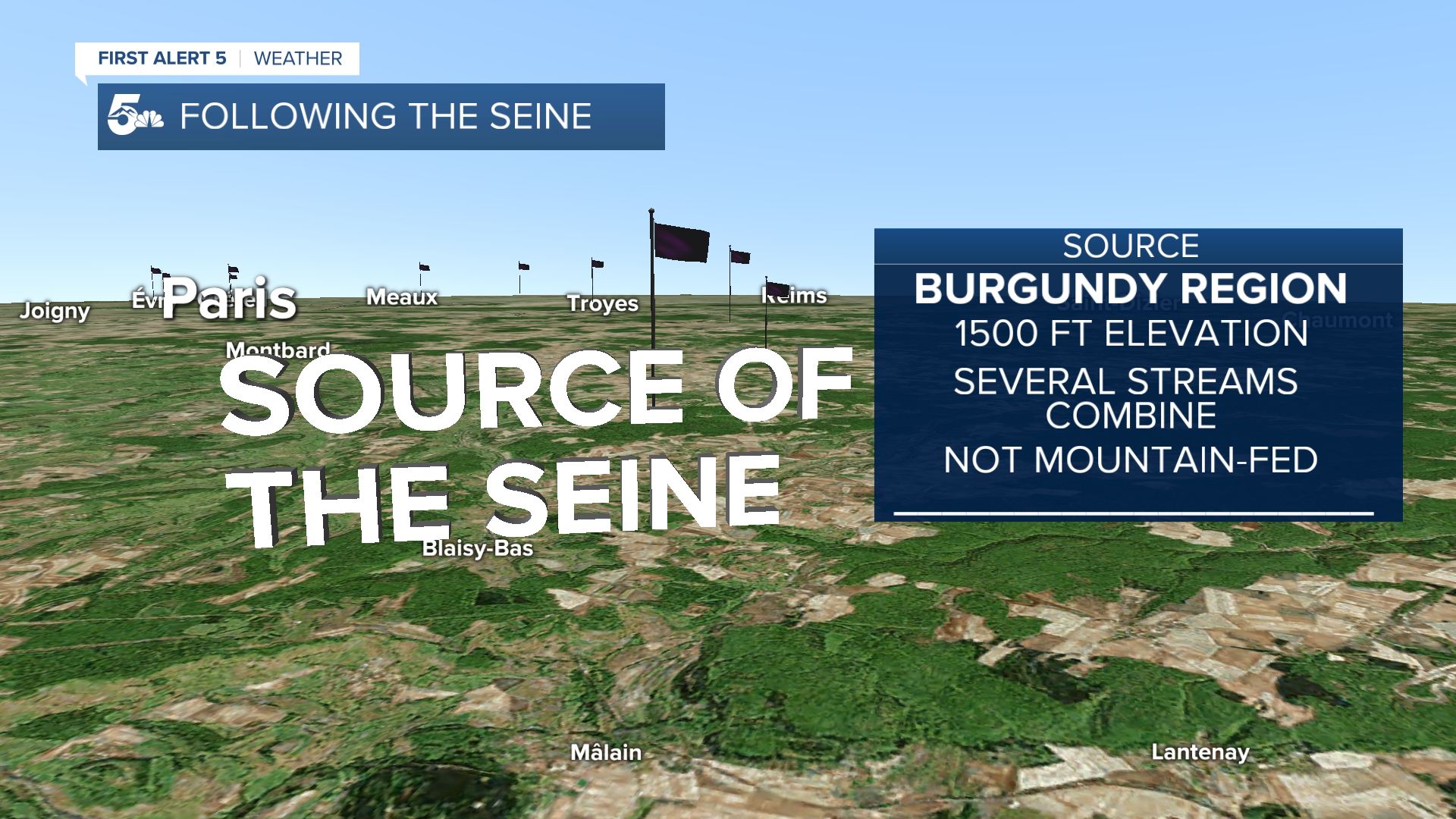 The Seine River originates in the Burgundy region of France