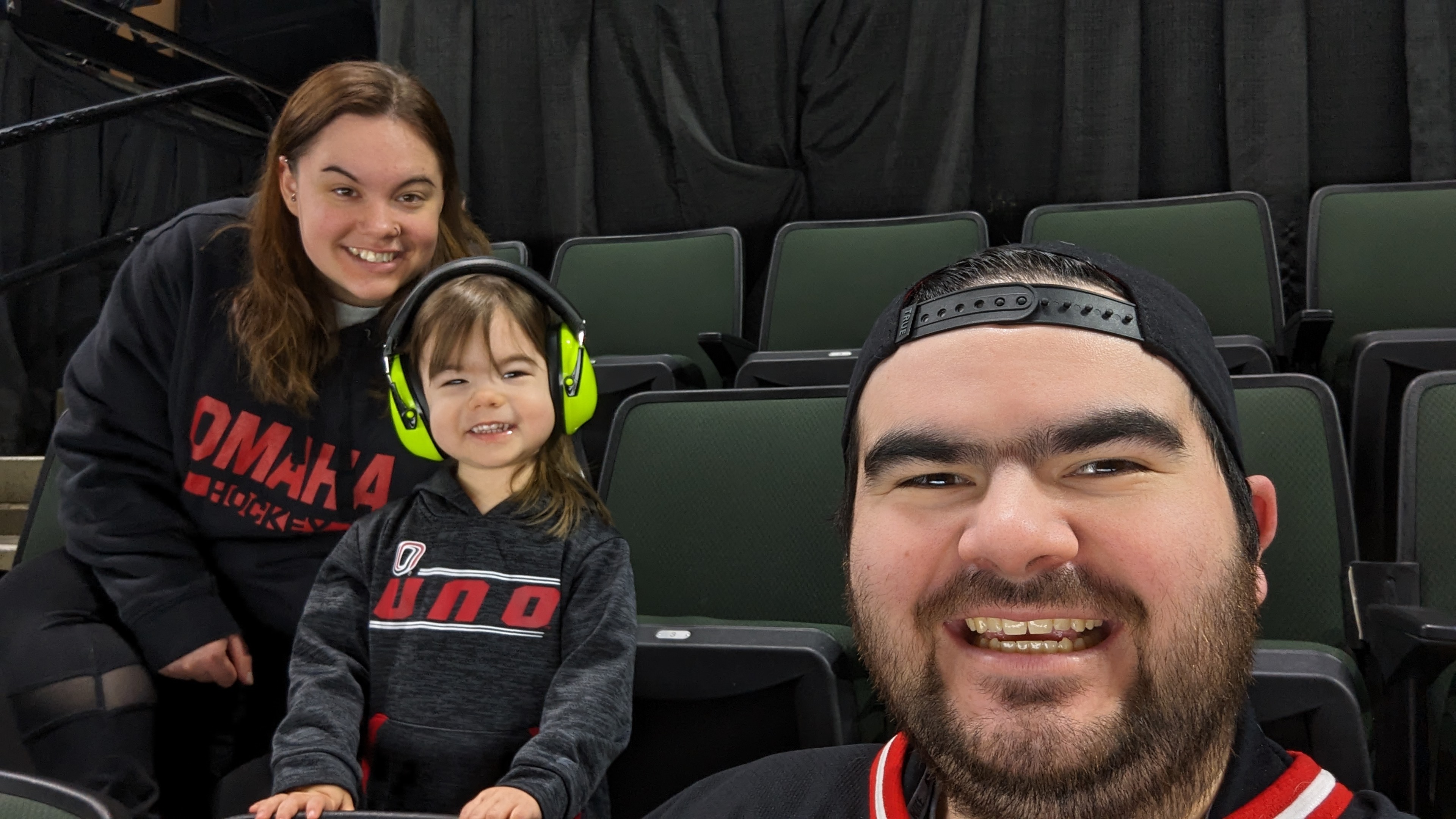 Alexis Sharkey, Kenzie Bean, Brent Bean Omaha hockey fans