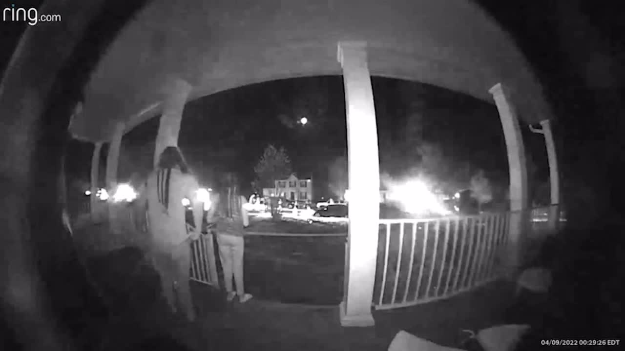Footage from a doorbell camera shows police investigating a shooting that killed a Henrico teen early April 9, 2022.  
