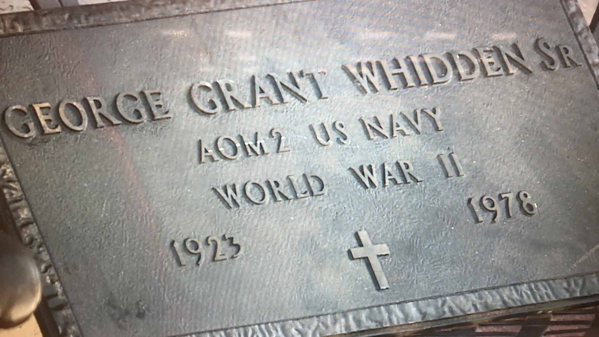 Grave marker of George Grant Whidden Sr.