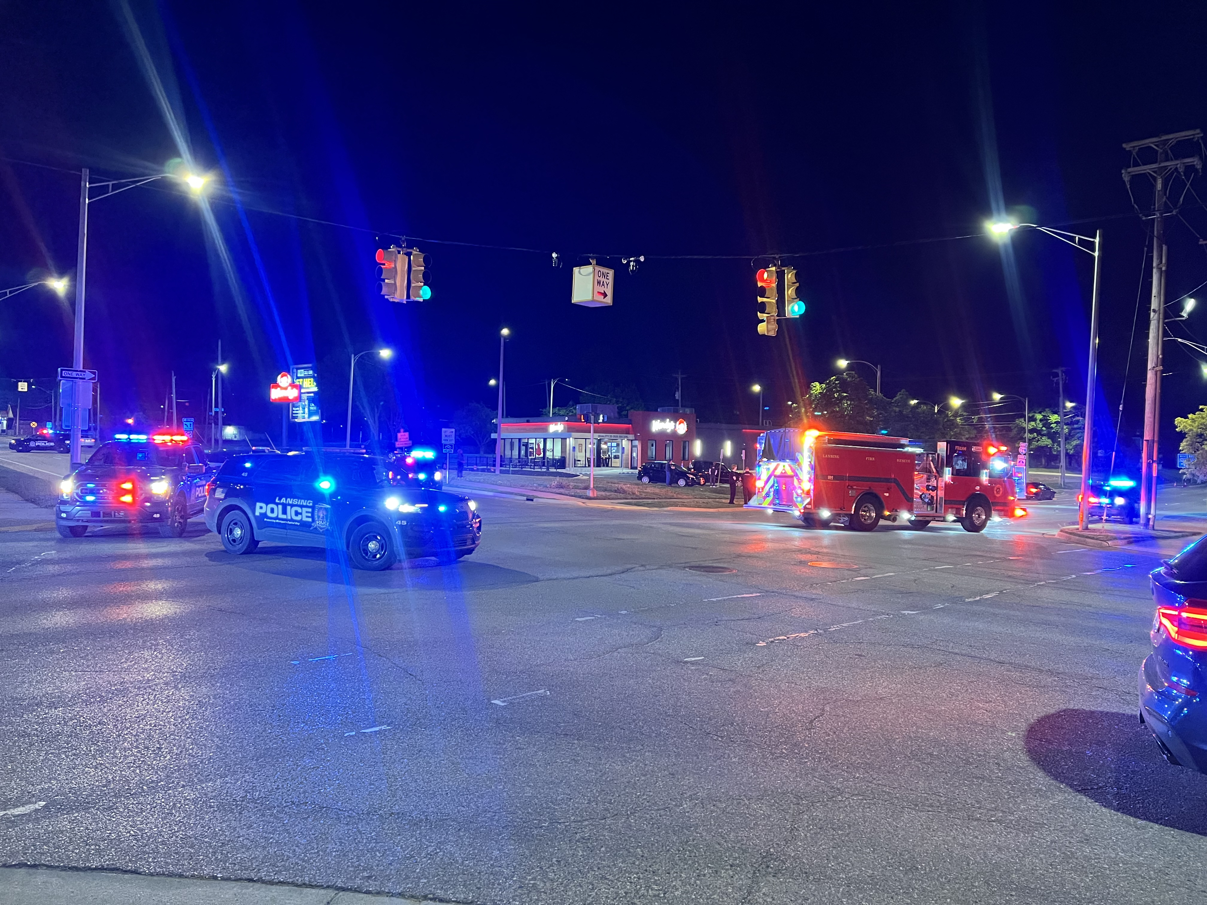  Police investigating car and pedestrian crash