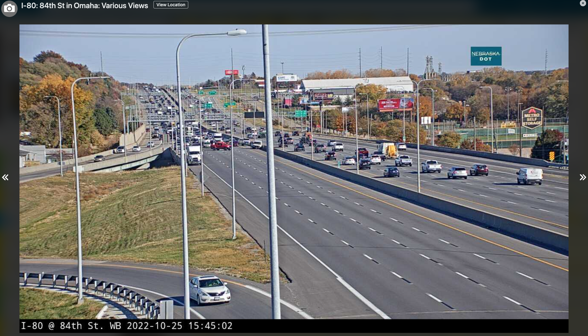 I-80 Westbound Crash at 84th St. View From DOT Traffic Cam