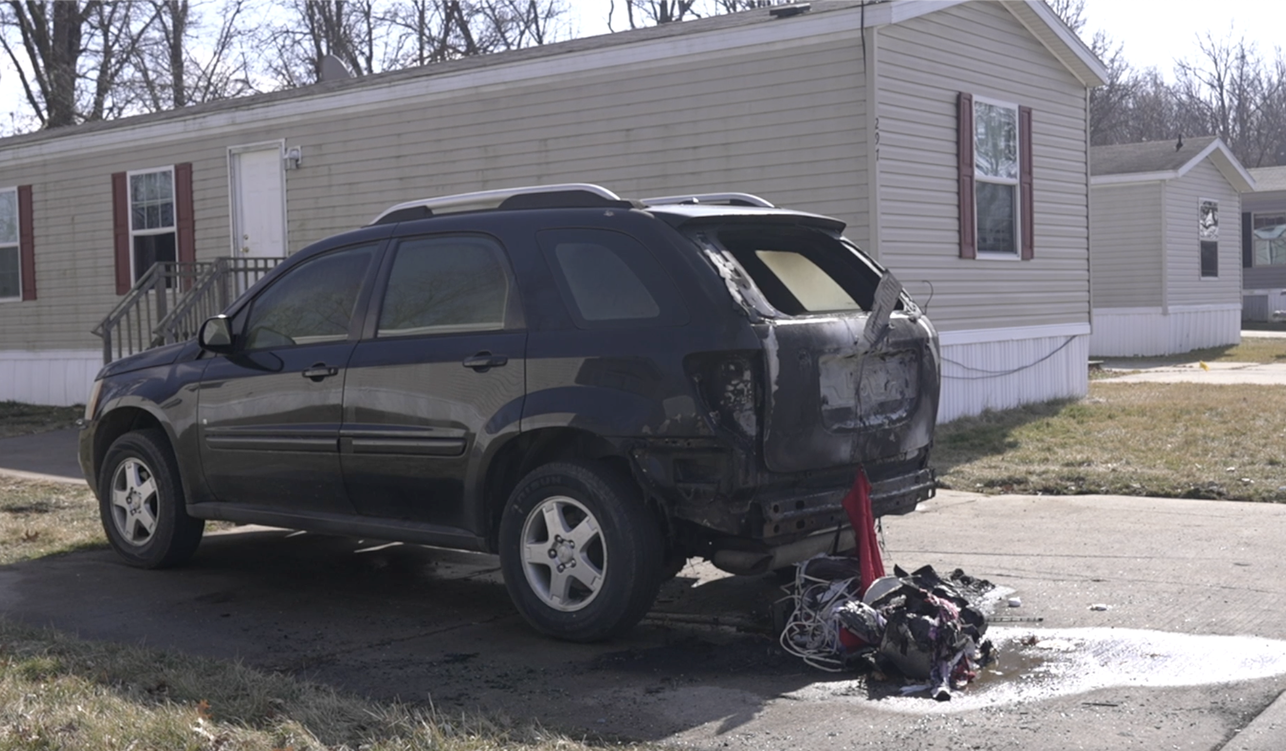 Firebombed vehicle in Springport neighborhood