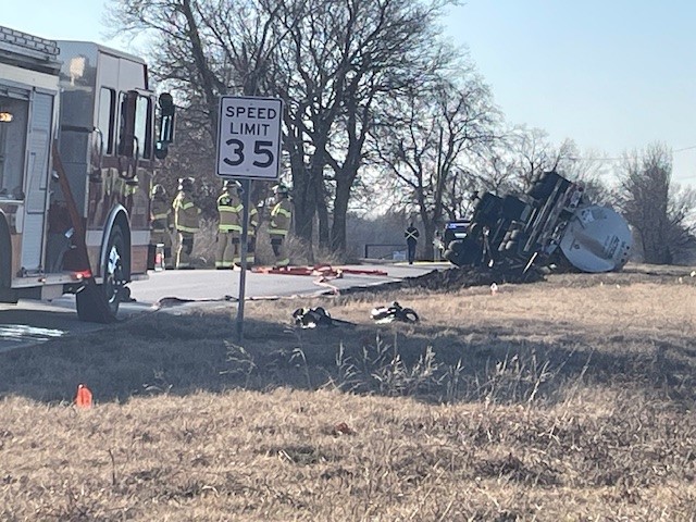Overturned tanker spills Sodium Hydroxide in Claremore