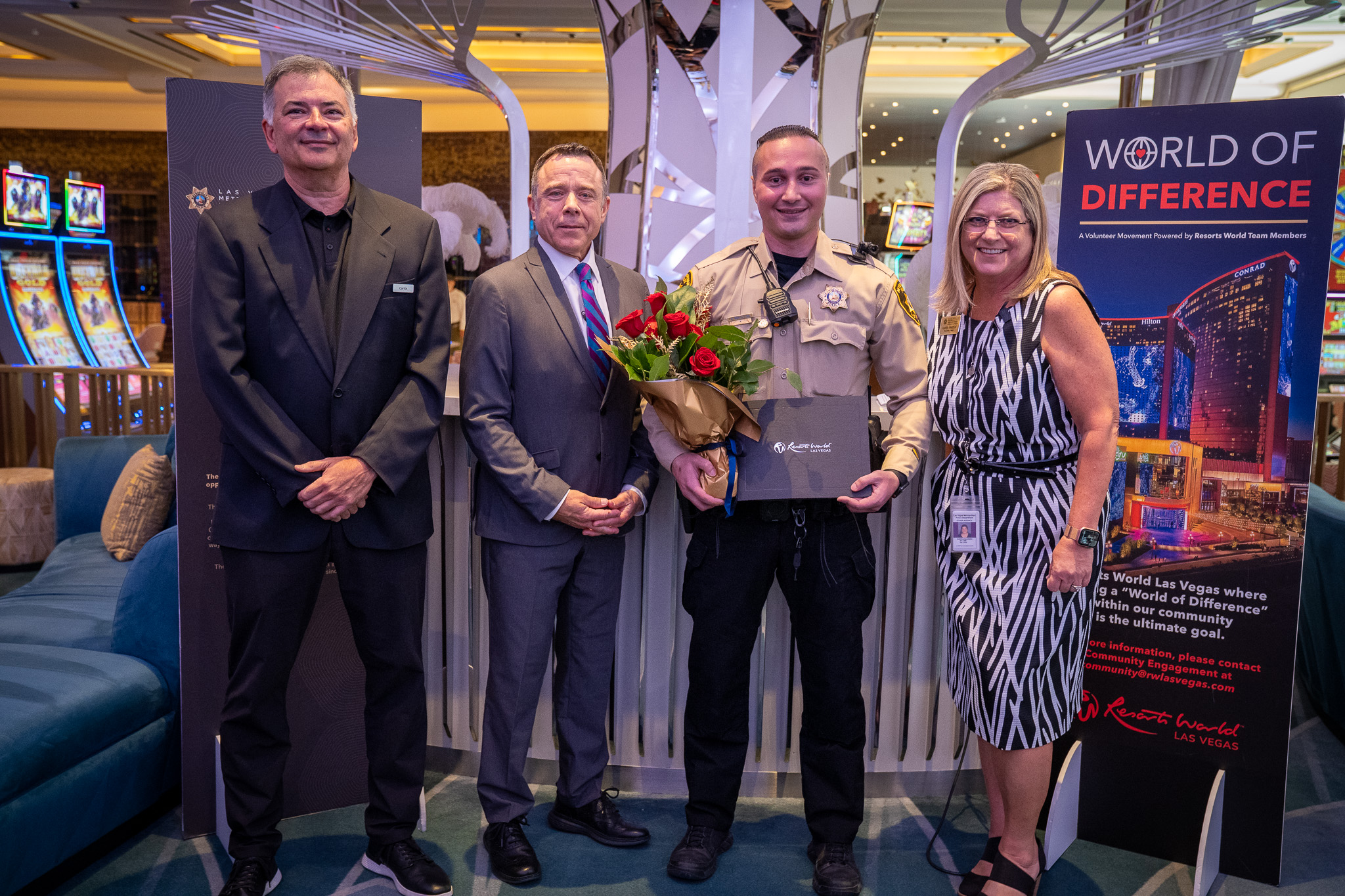 Officer Michael Monteleone is presented the Good Ticket Award