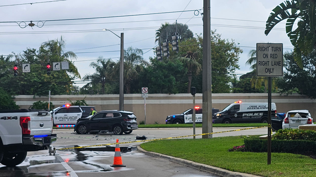 Crime scene Boca Raton crash Glades Road 