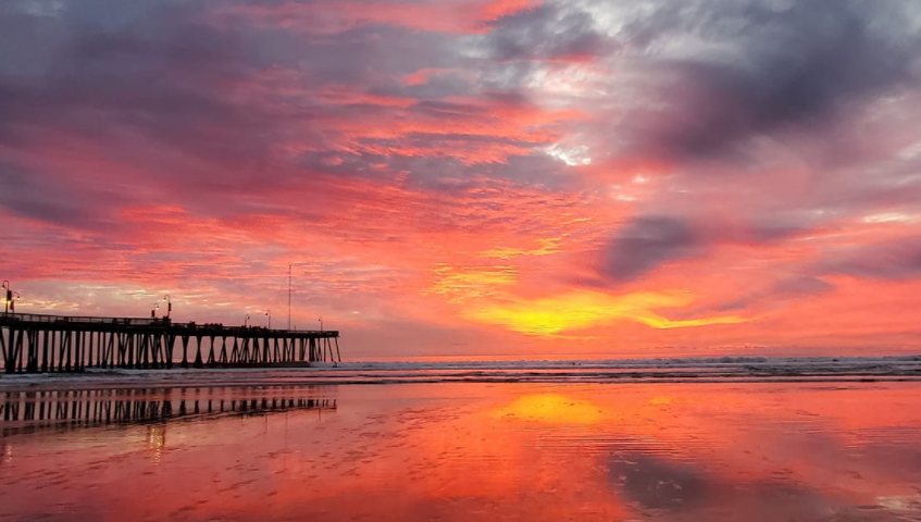 Pismo Beach fire sunset