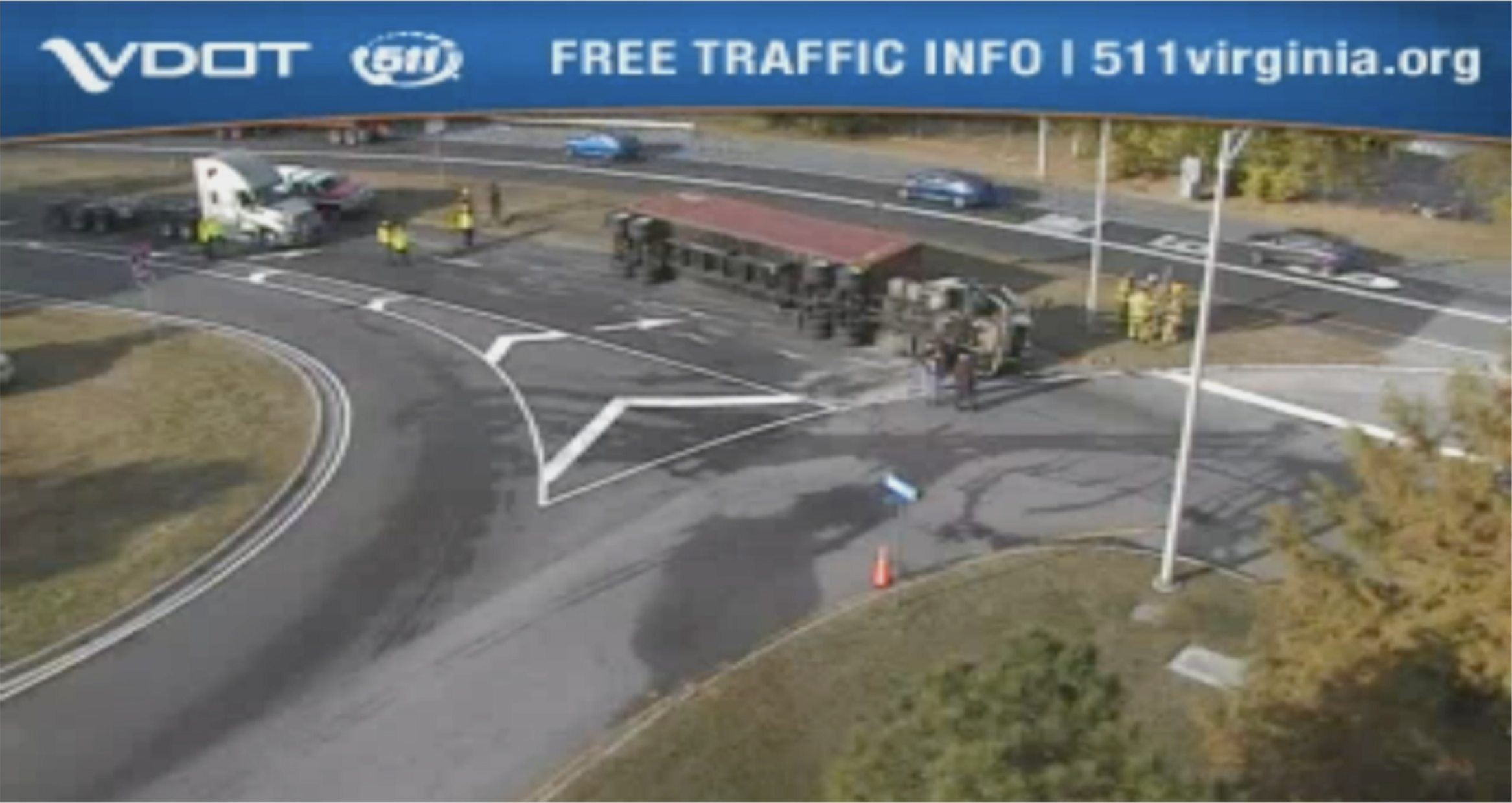 Tractor-trailer overturns near Midtown Tunnel in Norfolk 