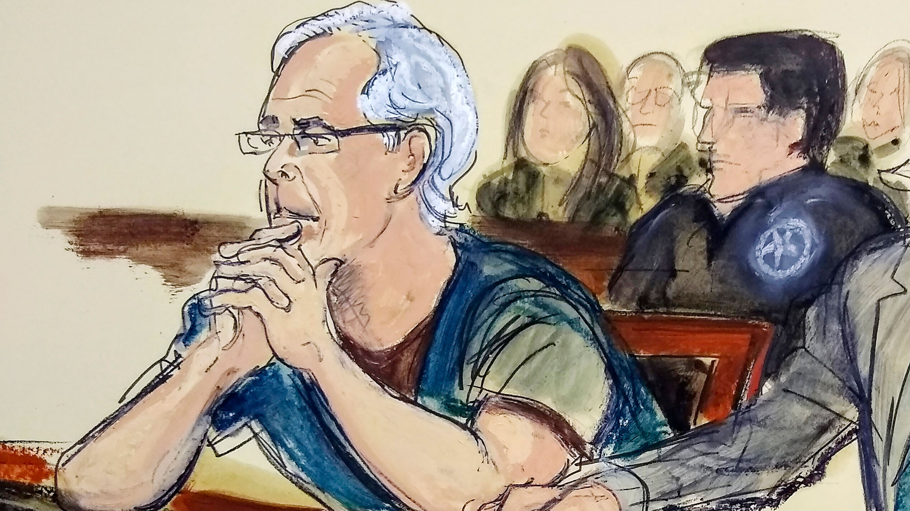 In this courtroom artist's sketch, Jeffrey Epstein listens during a bail hearing in federal court in New York on July 15, 2019. A new batch of unsealed documents pertaining to Epstein’s sexual abuse of teenage girls was released Thursday, Jan. 4, 2024, adding hundreds of pages to a trove of information detailing how the financier leveraged connections to the rich, powerful and famous to recruit his victims and cover up his crimes.