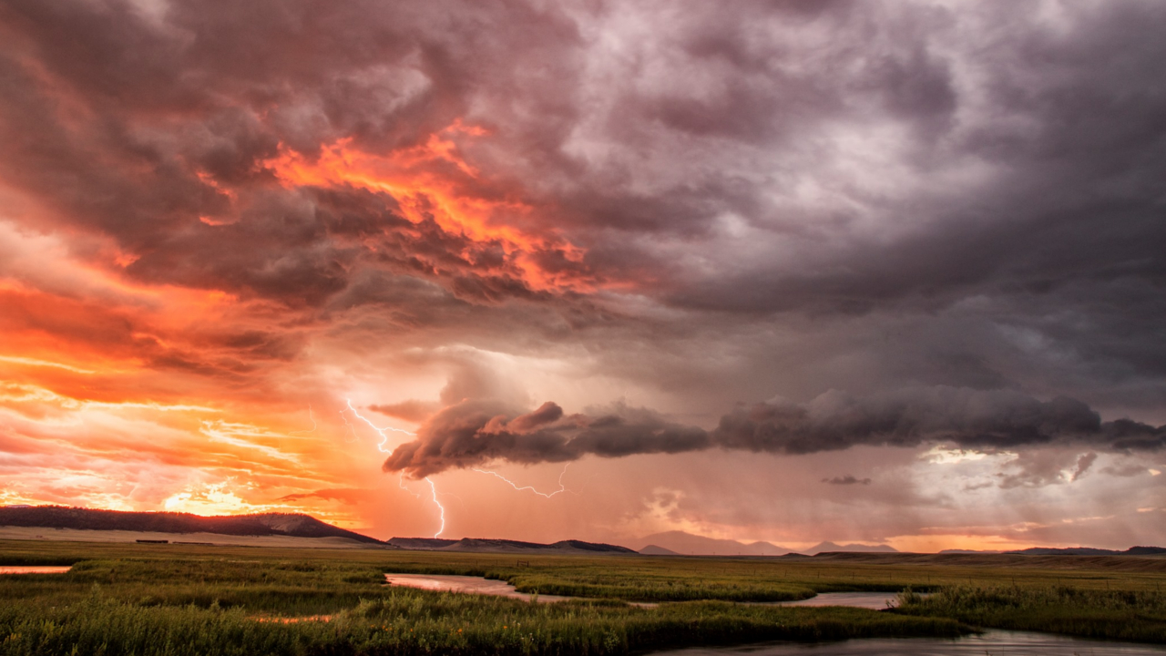 Lightning sunset near Hartsel