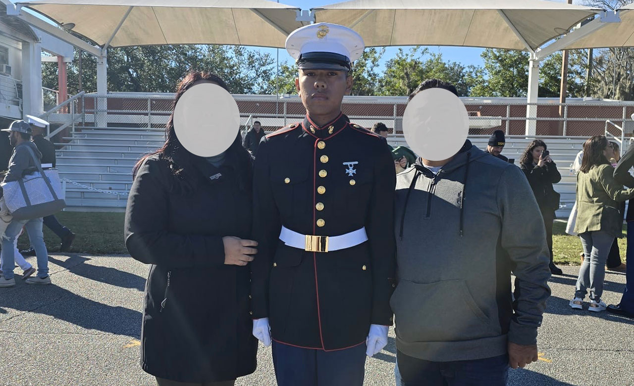 Christopher Alonso with his family.