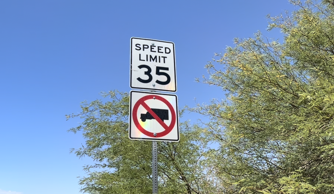 Semi-truck restriction sign