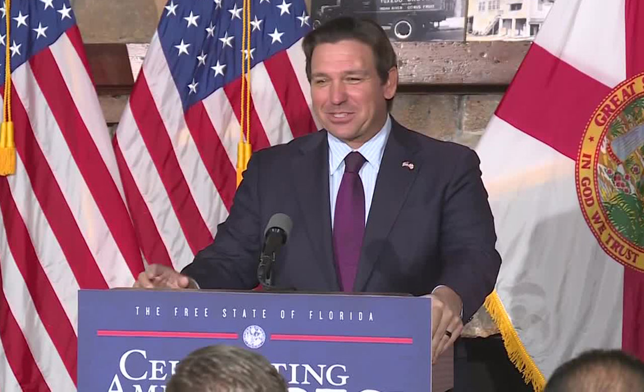 Gov. Ron DeSantis holds a news conference in Vero Beach on Jan. 30, 2026.