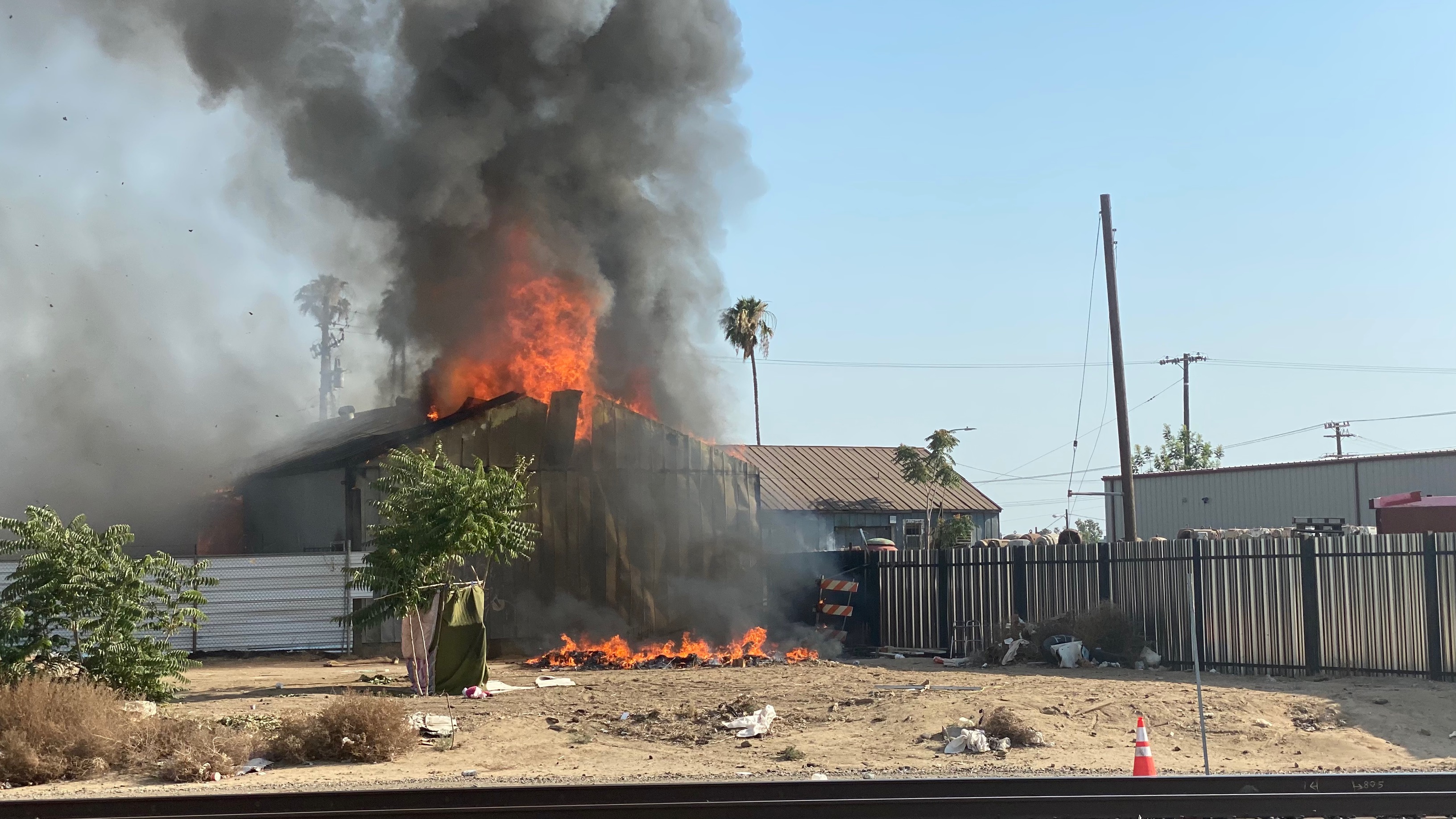 A structure fire erupted at a building along Union and Golden State avenues Thursday afternoon.
