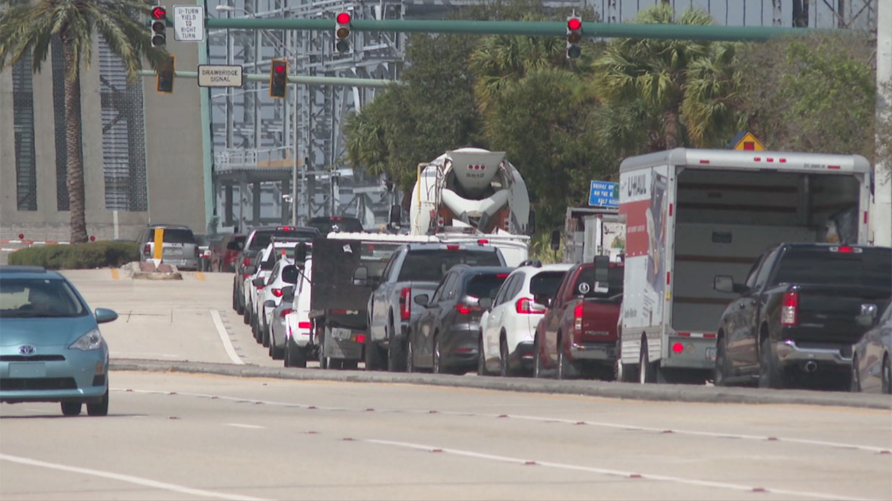 Traffic backups at U.S. Highway 1 and PGA Boulevard in Palm Beach Gardens.