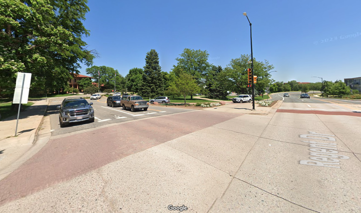 Broadway and Regent Drive in Boulder