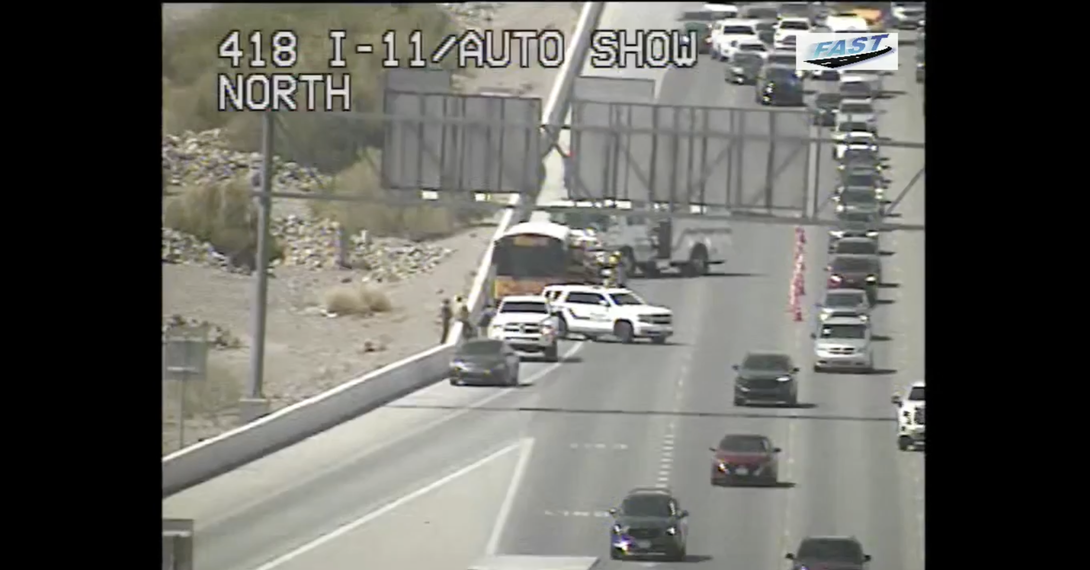 Vehicle fire causes lane closures on I-11/Auto Show Drive