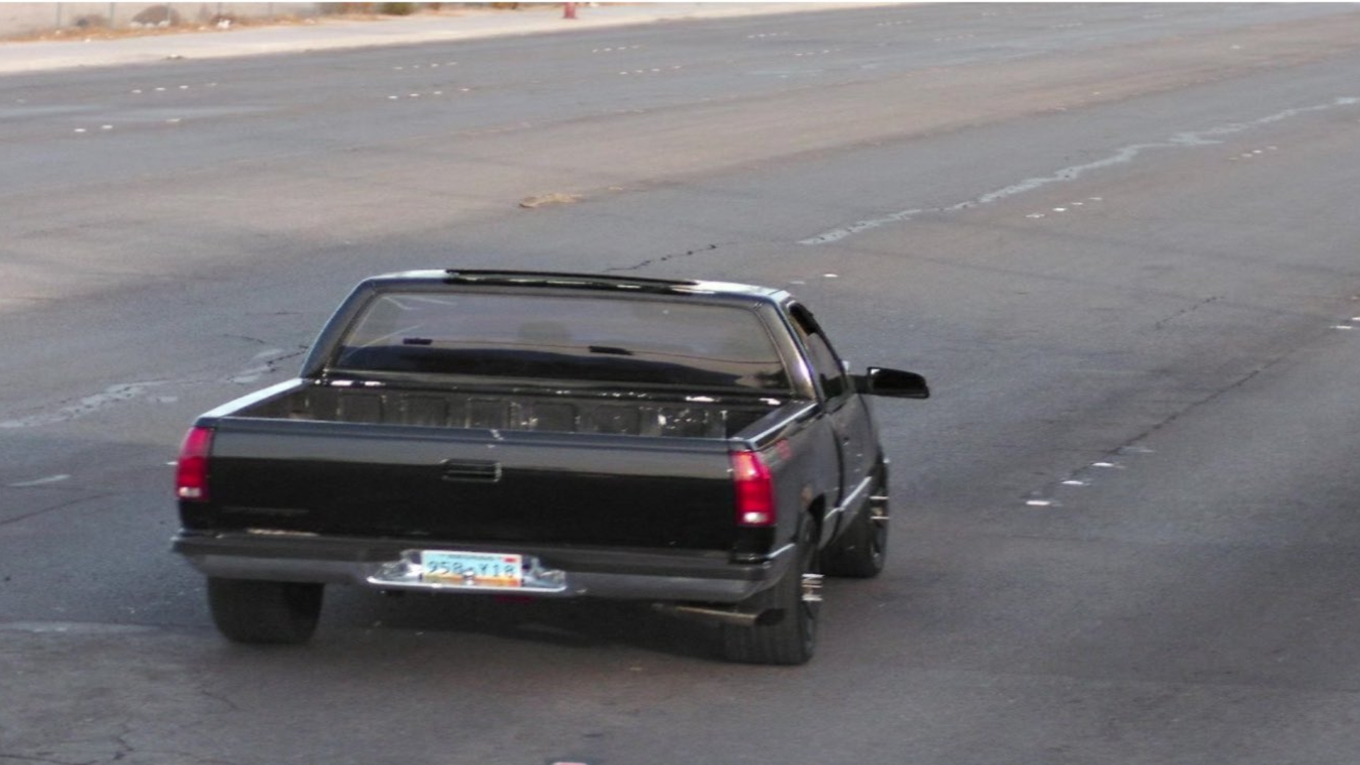 Police are looking for the driver of this black pick up truck in connection with a speeding hit and run that killed a pedestrian on Lake Mead Blvd. January 28.