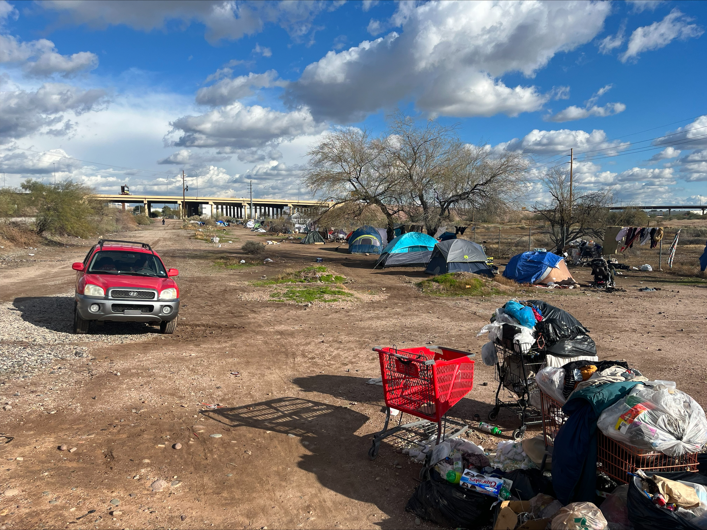 Phoenix homeless camps at Tempe River Bottom
