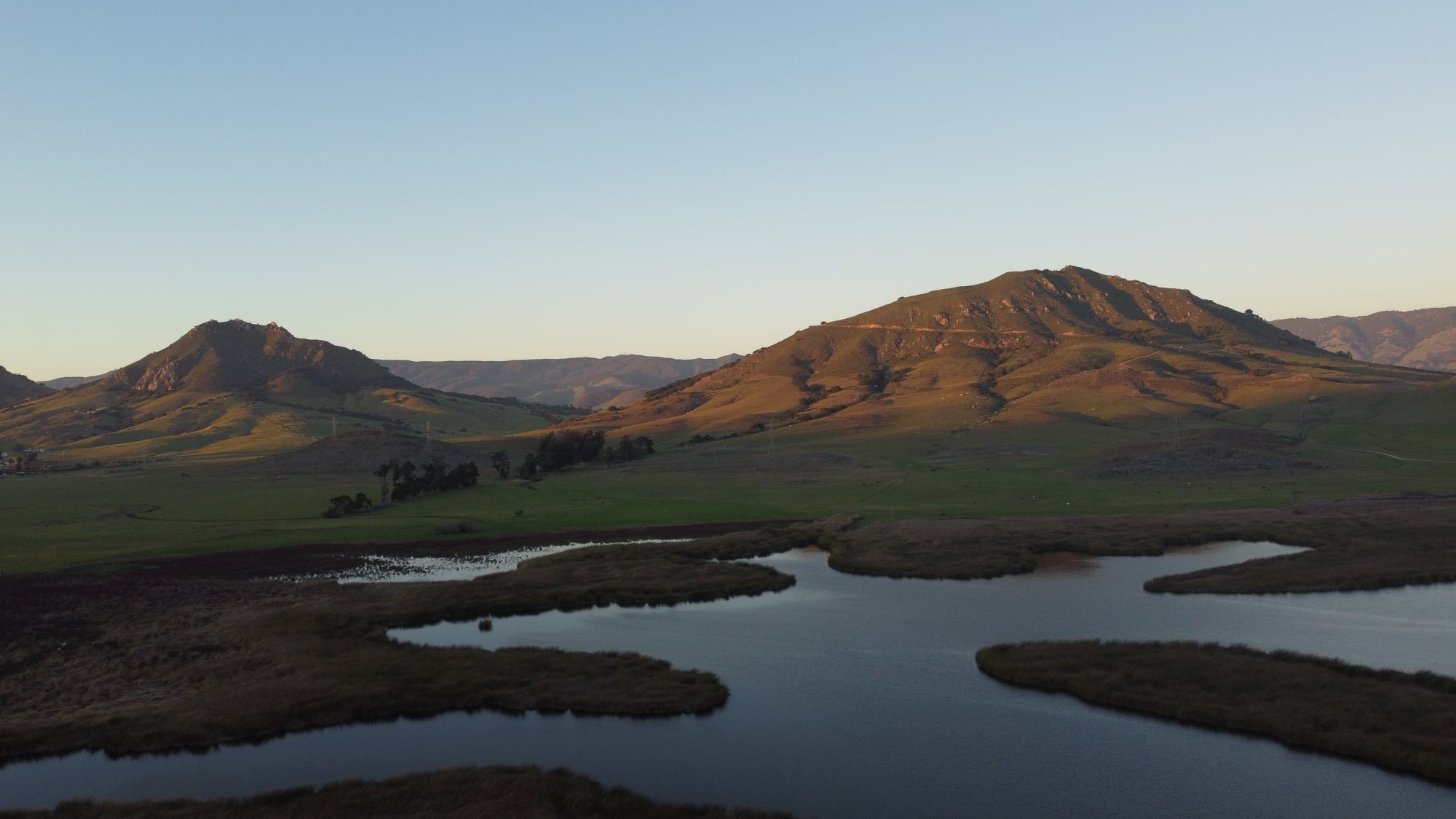 Central Coast with green hills