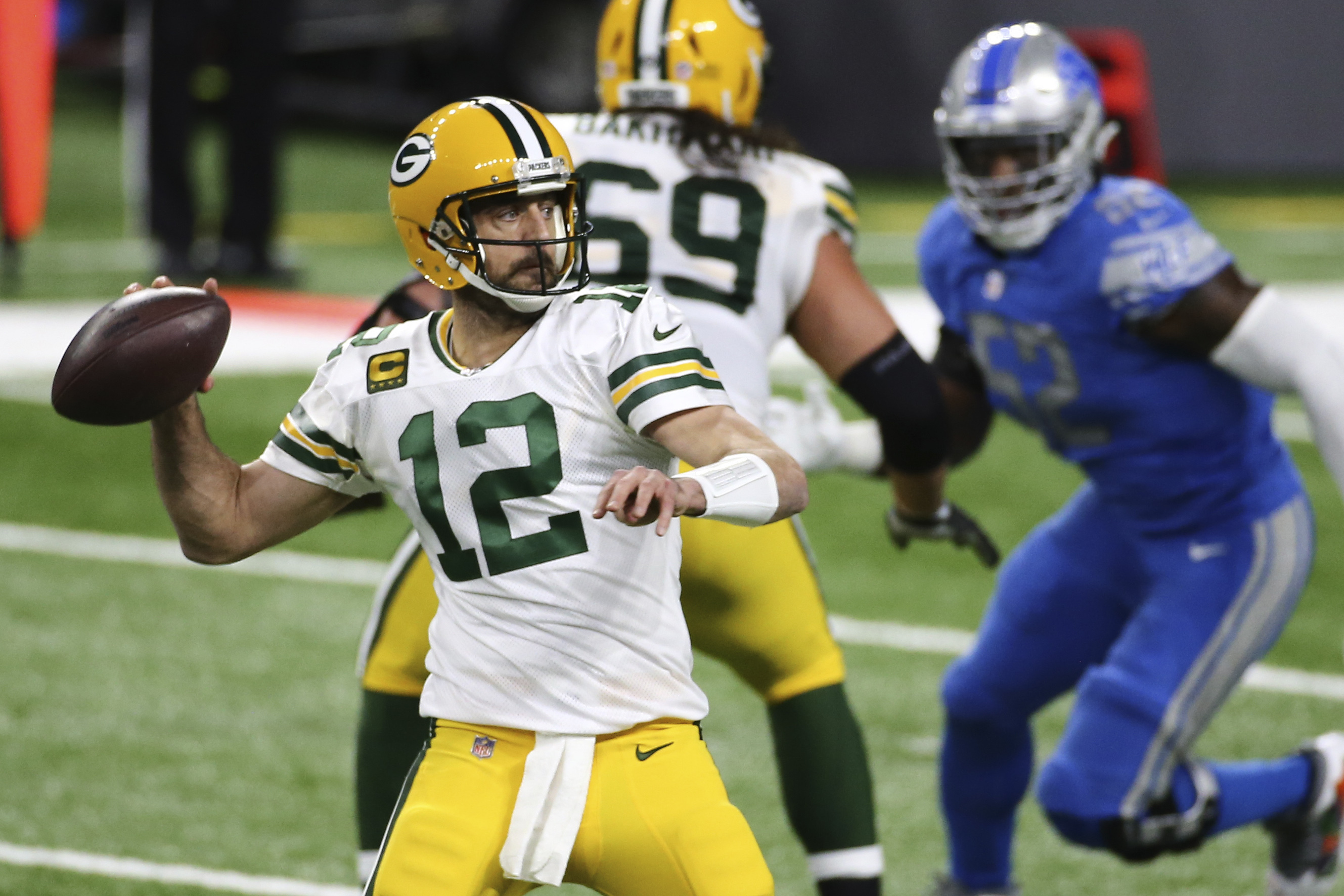 FILE Aaron Rodgers Packers Lions Football