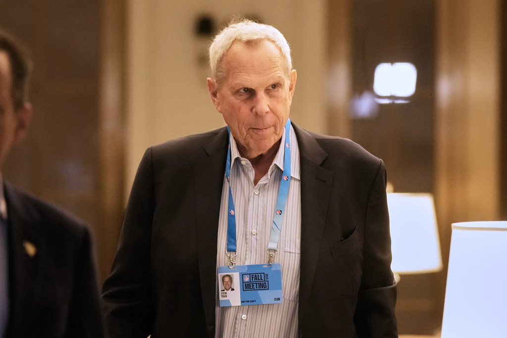 New York Giants co-owner Steve Tisch arrives for NFL owners meetings, in New York, Wednesday, Oct. 22, 2025.