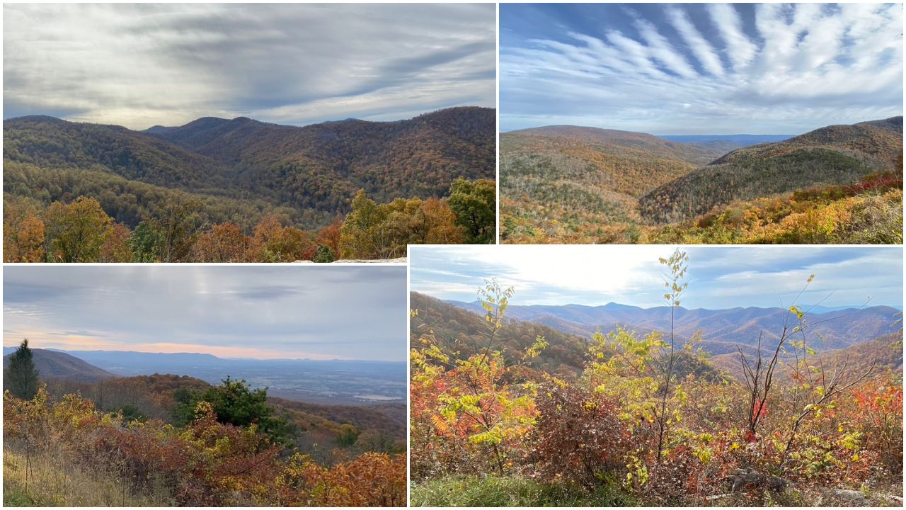 Fall colors on display along Virginia's Skyline Drive on Saturday, Oct. 25, 2025.