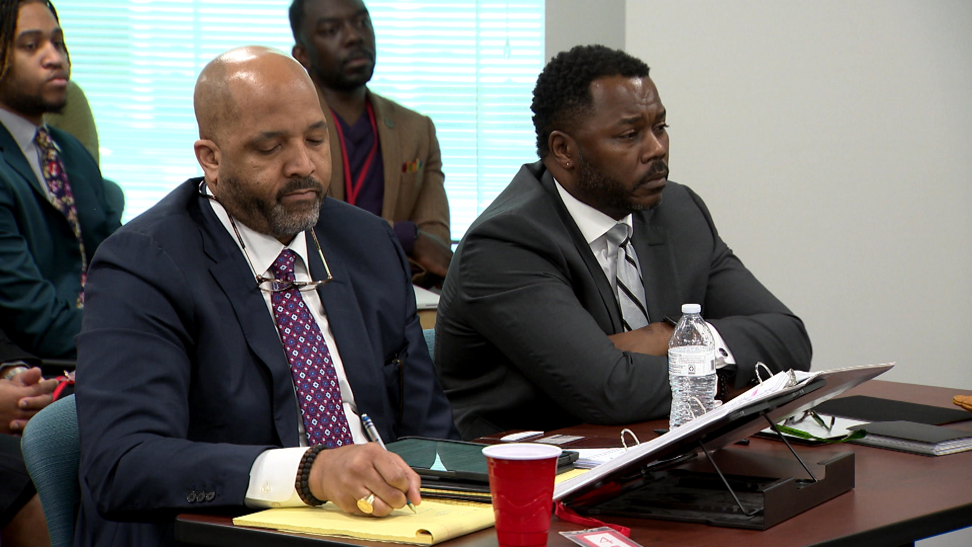 William Arnold and attorney John Perry at exoneration hearing