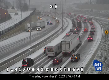 Icy conditions cause lane closures on I-41 in Wauwatosa near North Avenue. 