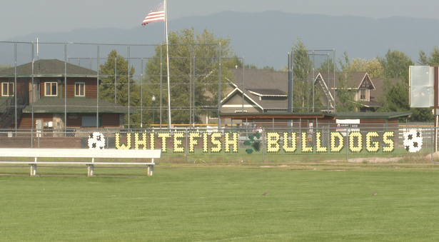 Whitefish Bulldogs sign at Smith Fields, Whitefish
