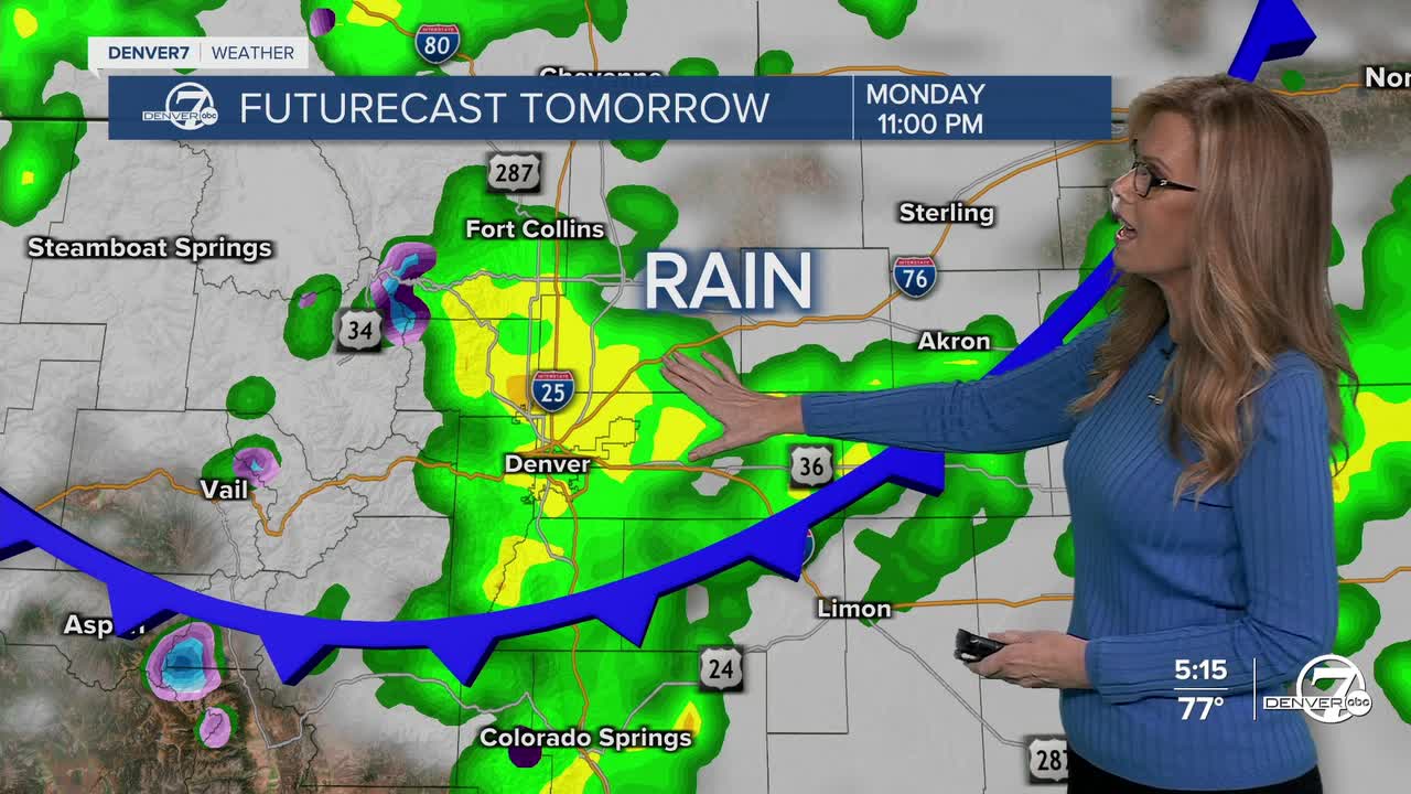 Rain and cold front Monday