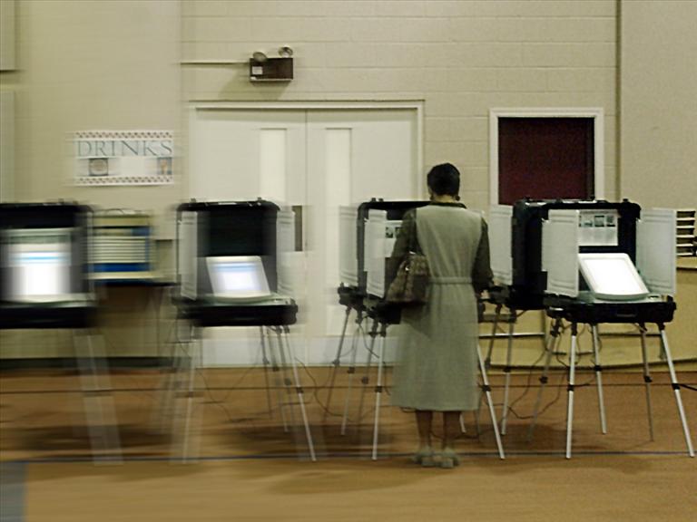 Woman voting