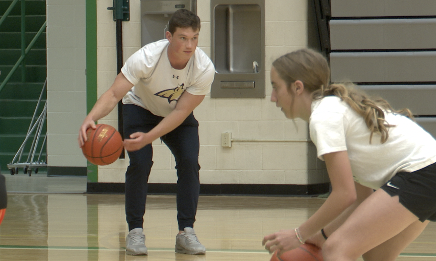 Montana State quarterback Tommy Mellott surprises Belgrade Basketball Academy