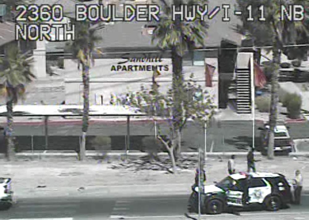 LVMPD patrol vehicle involved in collision by Boulder Highway, NB I-11 on-ramp