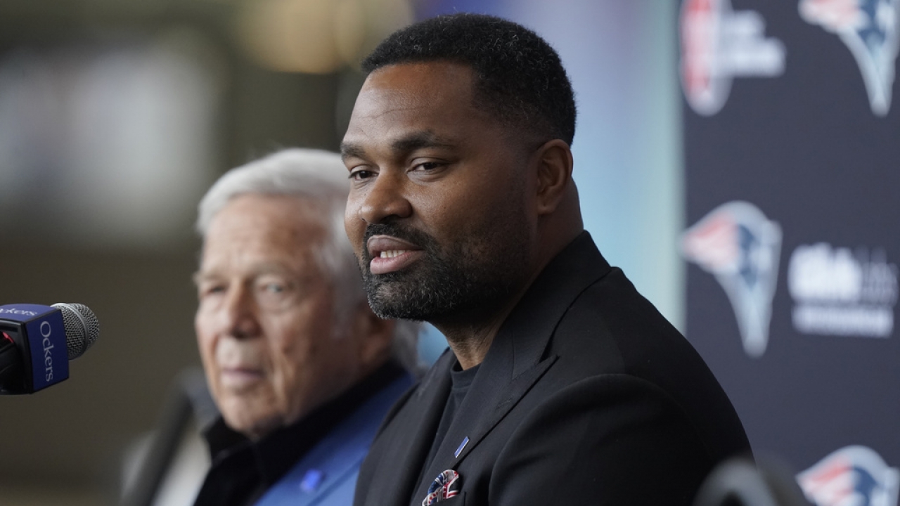 New England Patriots owner Robert Kraft and newly-named Patriots head coach Jerod Mayo.