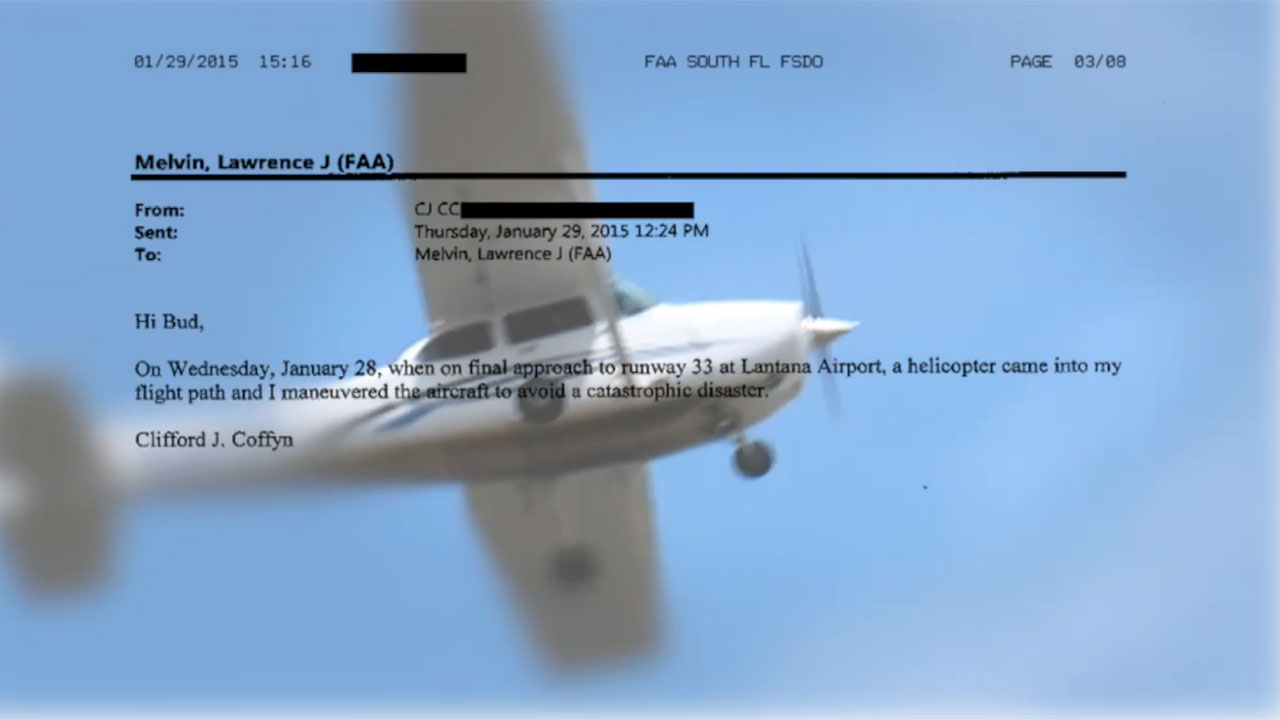 Email related to small plane, helicopter collision in 2015 at Lantana Airport