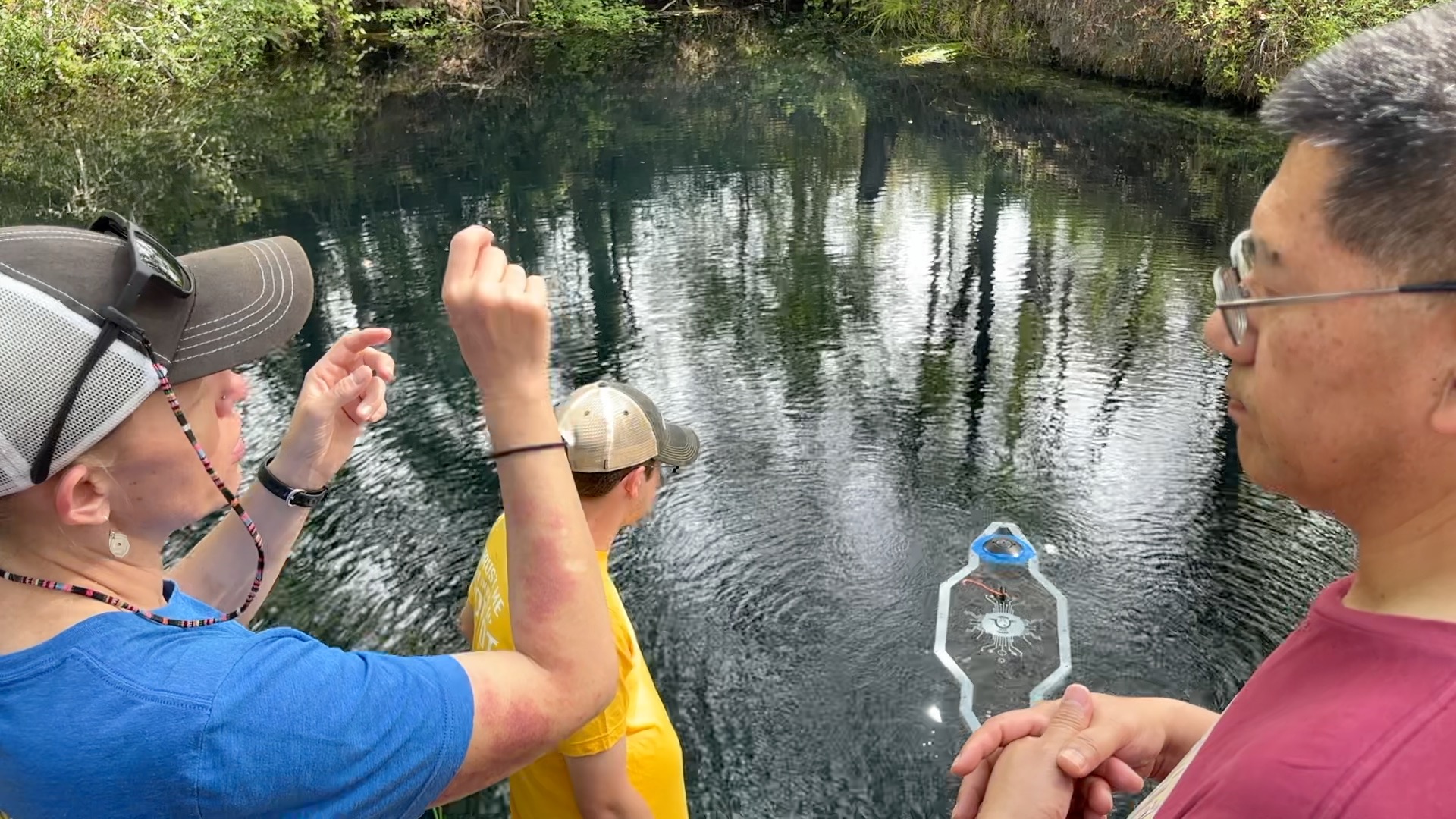 Researchers prep before Sunfish dives on May 6th, 2026 at the Emerald Sink
