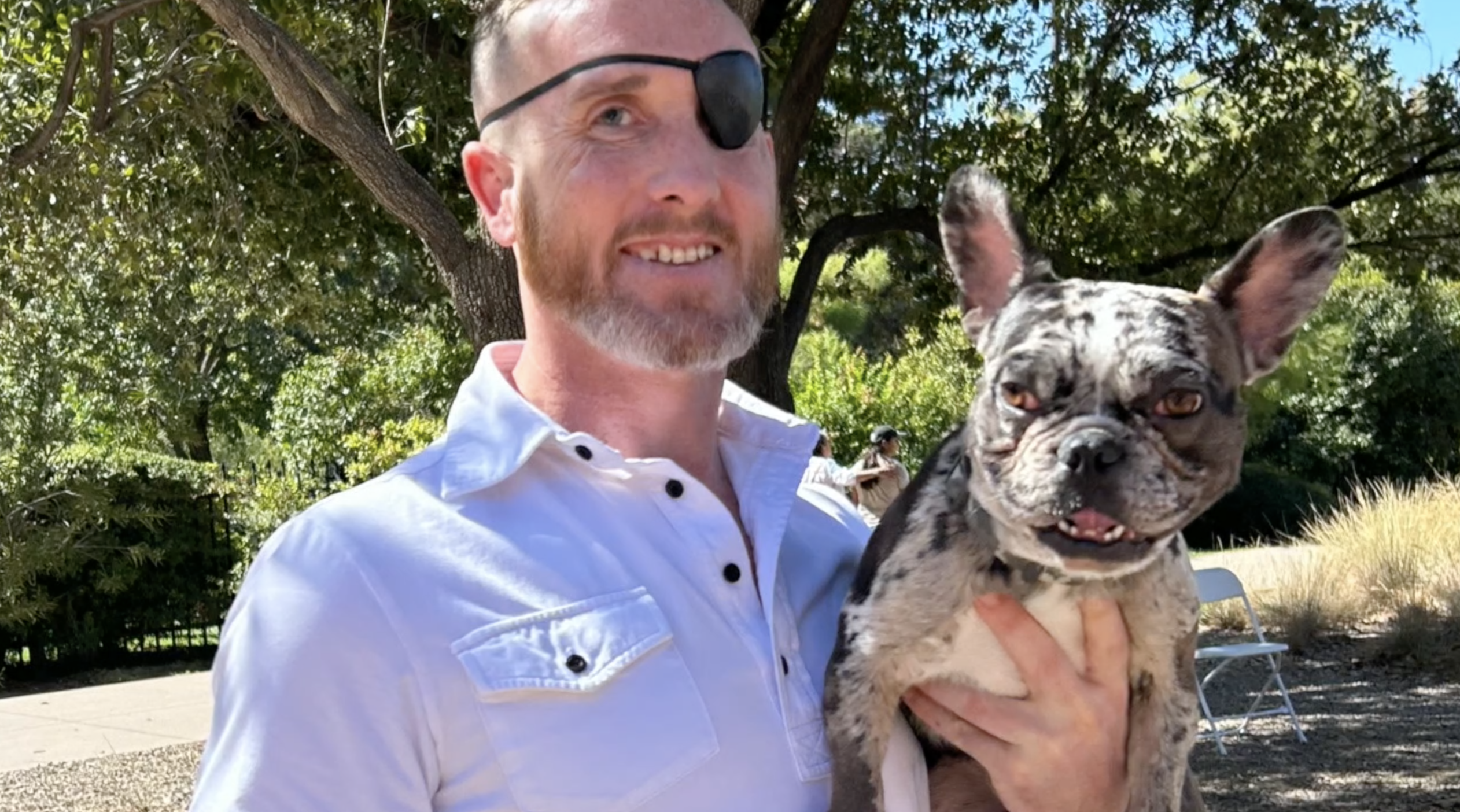 blind man searching for dog