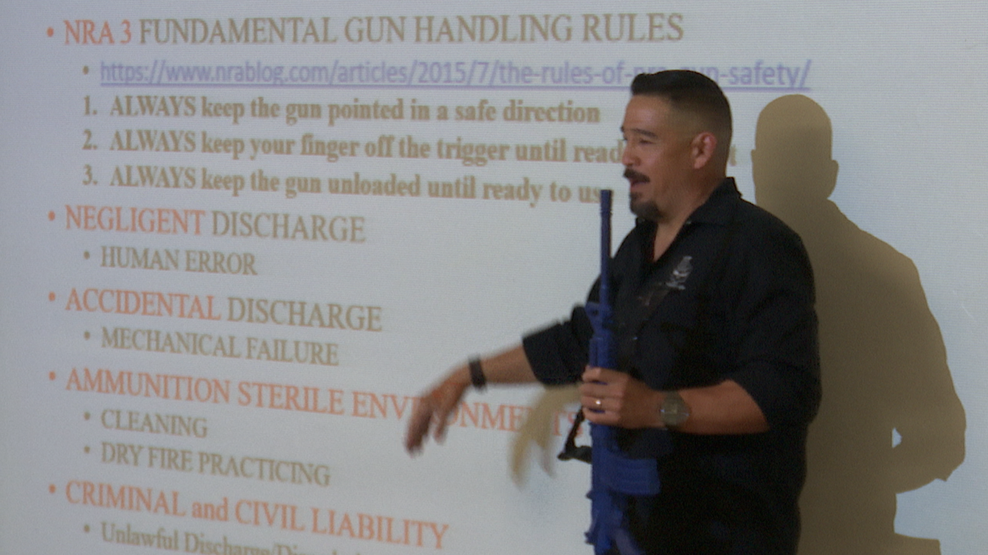 Roan Grimm teaches his Intro to Handguns class at Diamondback Shooting Sports on Tucson's East Side.