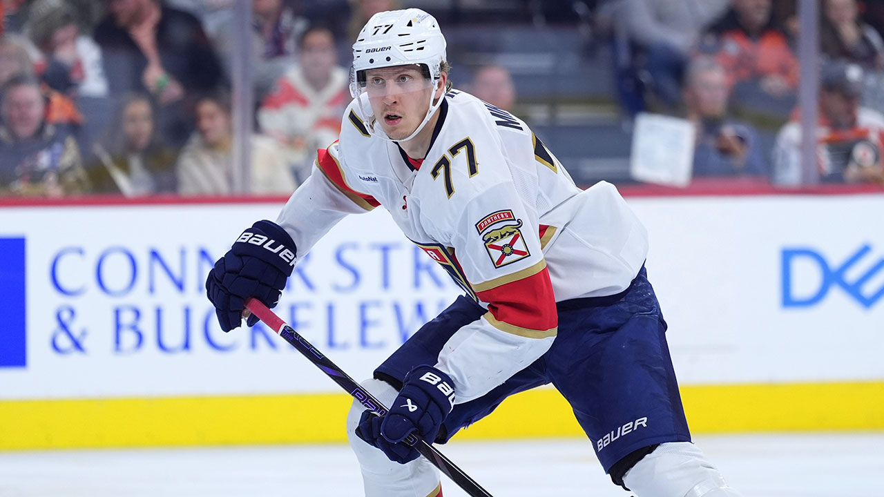 FILE - Florida Panthers' Niko Mikkola skates during an NHL hockey game, Monday, Jan. 13, 2025, in Philadelphia. (AP Photo/Matt Slocum, File)